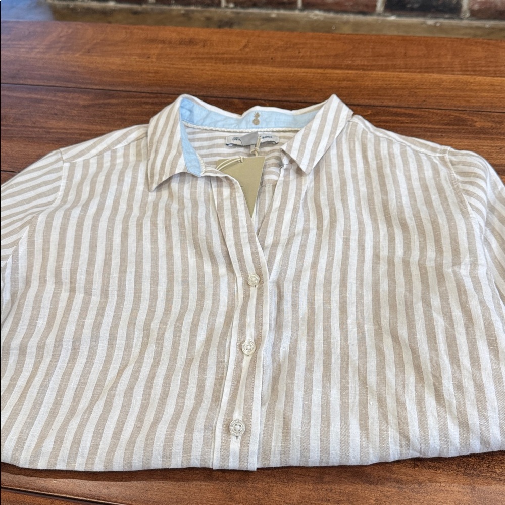 Women’s Tommy Bahama Linen Cabana Stripe Long Sleeve Shirt - Picture 10 of 10